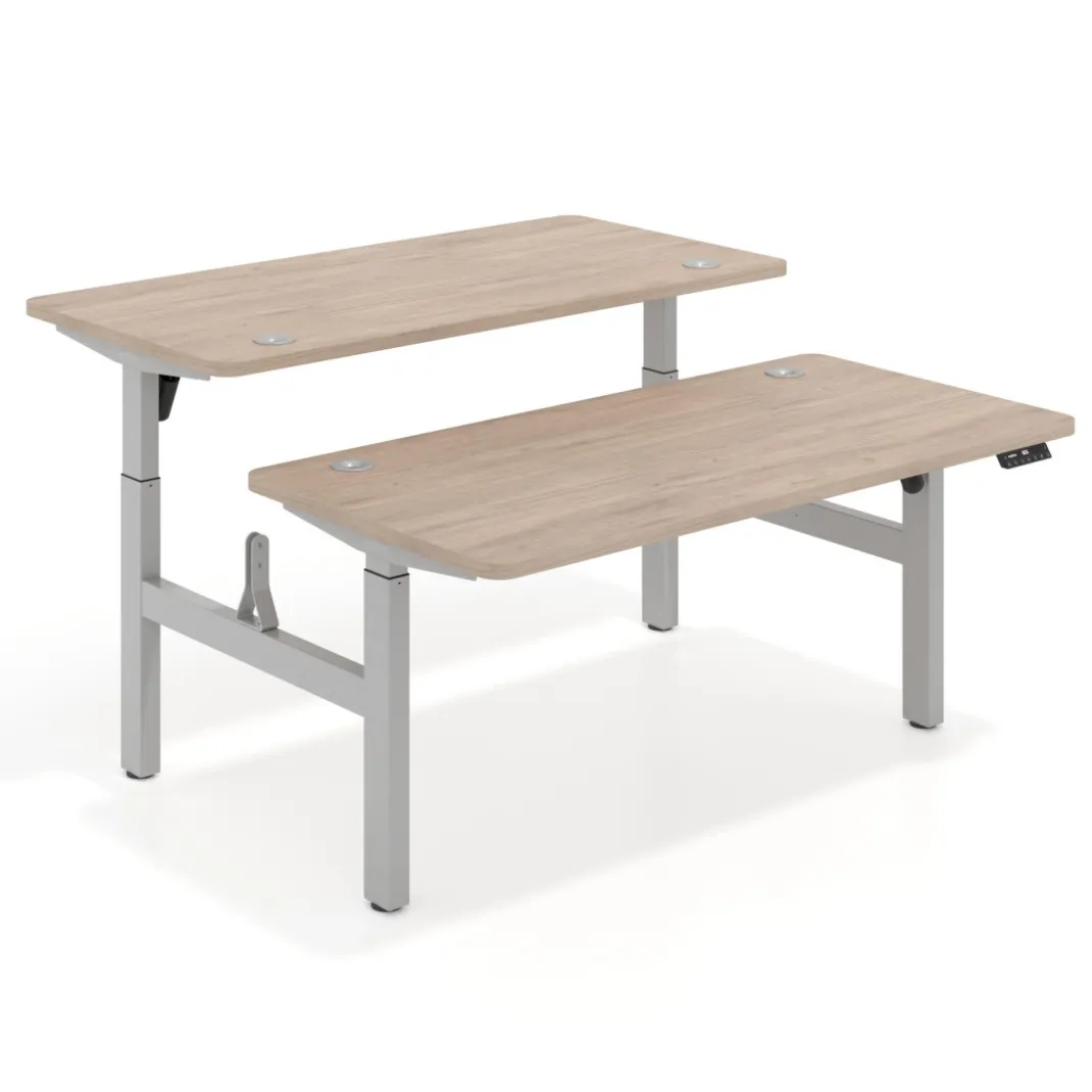 Mesa Multipuesto Elevable eléctrica Erghos Motion estructura aluminio 4 cantos curvos