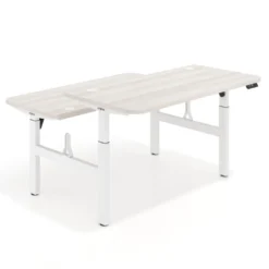 Mesa Multipuesto Elevable eléctrica Erghos Motion estructura blanca 2 cantos curvos