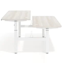 Mesa Multipuesto Elevable eléctrica Erghos Motion estructura blanca 2 cantos curvos