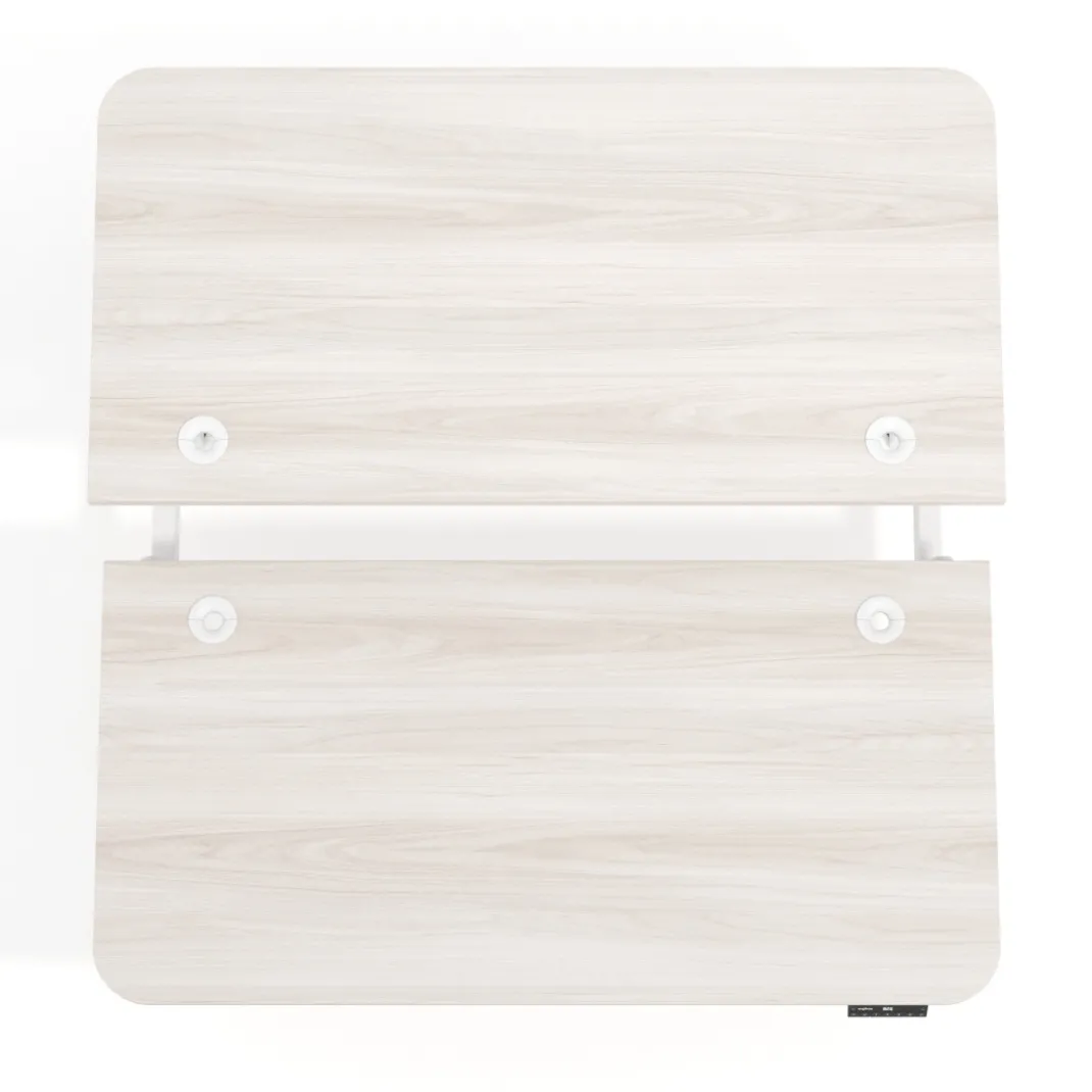 Mesa Multipuesto Elevable eléctrica Erghos Motion estructura blanca 2 cantos curvos