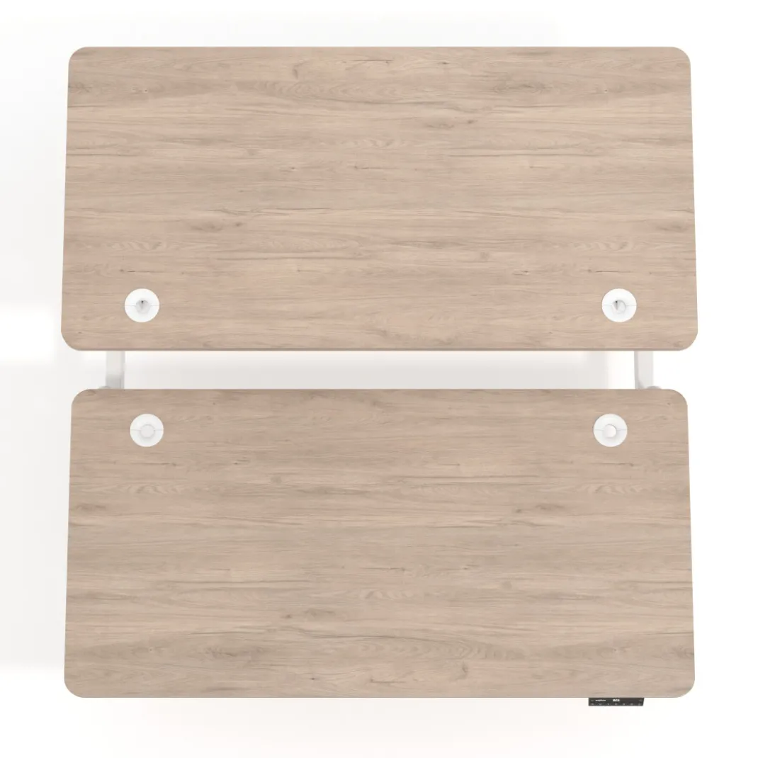 Mesa Multipuesto Elevable eléctrica Erghos Motion estructura blanca 4 cantos curvos