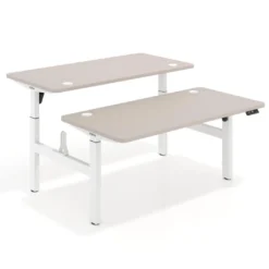 Mesa Multipuesto Elevable eléctrica Erghos Motion estructura blanca 4 cantos curvos