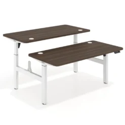 Mesa Multipuesto Elevable eléctrica Erghos Motion estructura blanca 4 cantos curvos