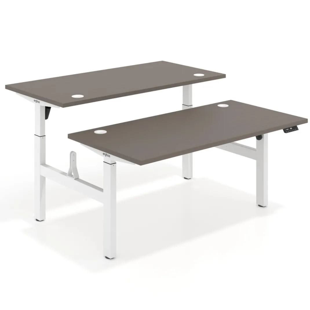 Mesa Multipuesto Elevable eléctrica Erghos Motion estructura blanca canto recto