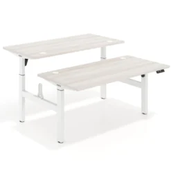 Mesa Multipuesto Elevable eléctrica Erghos Motion estructura blanca canto recto