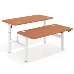 Mesa Multipuesto Elevable eléctrica Erghos Motion estructura blanca 4 cantos curvos