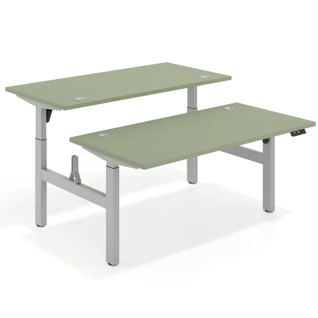 Mesa Multipuesto Elevable eléctrica Erghos Motion estructura aluminio canto recto
