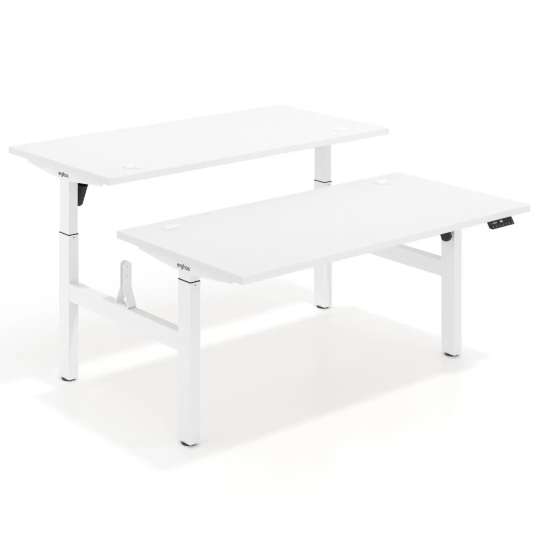 Mesa Multipuesto Elevable eléctrica Erghos Motion estructura blanca canto recto