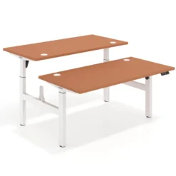Mesa Multipuesto Elevable eléctrica Erghos Motion estructura blanca canto recto