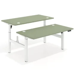 Mesa Multipuesto Elevable eléctrica Erghos Motion estructura blanca canto recto