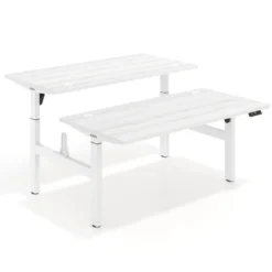 Mesa Multipuesto Elevable eléctrica Erghos Motion estructura blanca canto recto