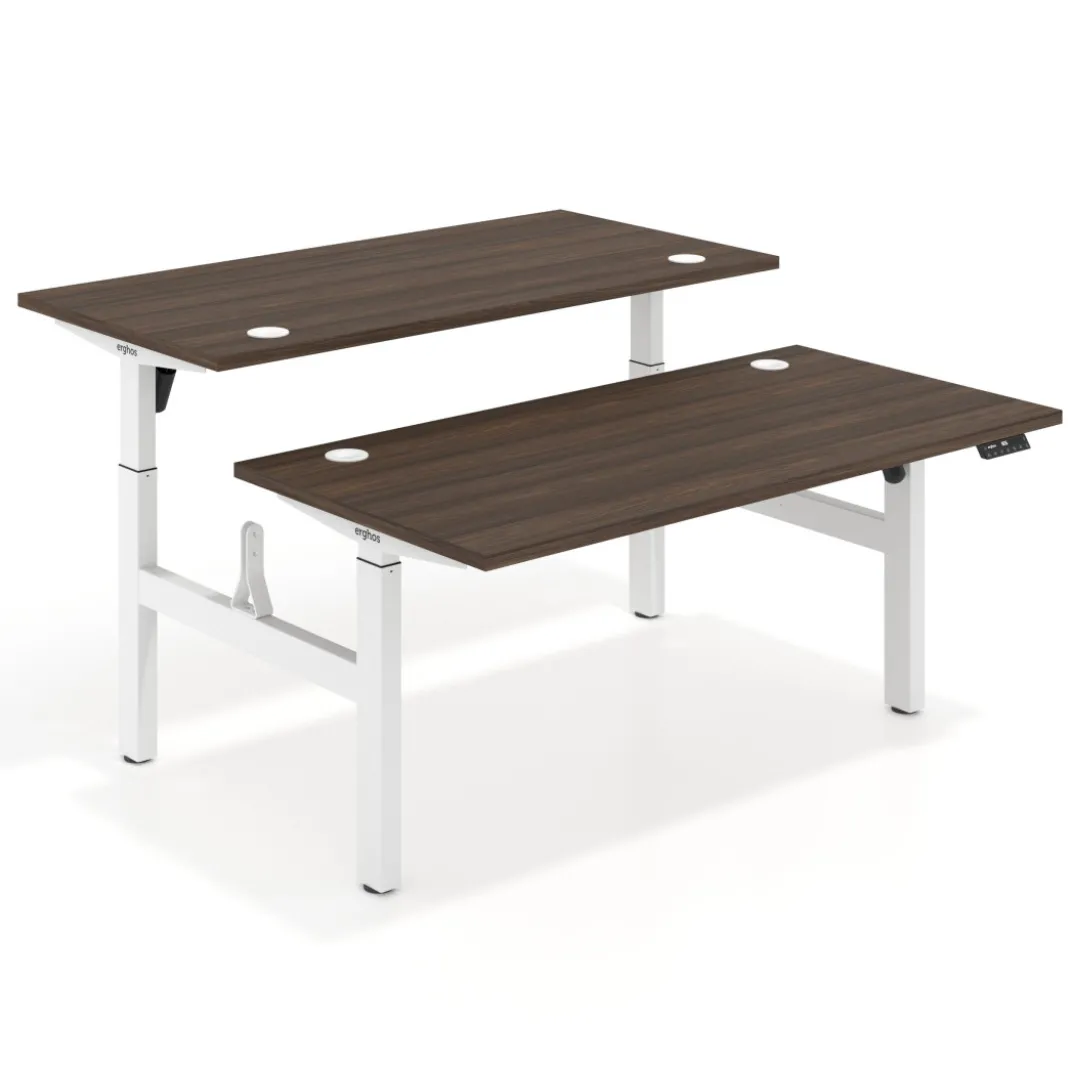 Mesa Multipuesto Elevable eléctrica Erghos Motion estructura blanca canto recto