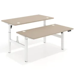Mesa Multipuesto Elevable eléctrica Erghos Motion estructura blanca canto recto