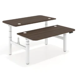 Mesa Multipuesto Elevable eléctrica Erghos Motion Pro estructura blanca 2 cantos curvos