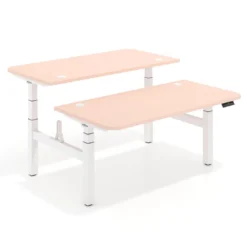 Mesa Multipuesto Elevable eléctrica Erghos Motion Pro estructura blanca 2 cantos curvos