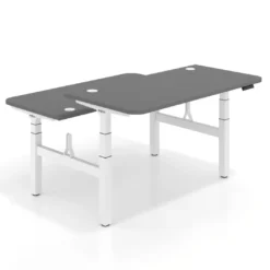 Mesa Multipuesto Elevable eléctrica Erghos Motion Pro estructura blanca 2 cantos curvos