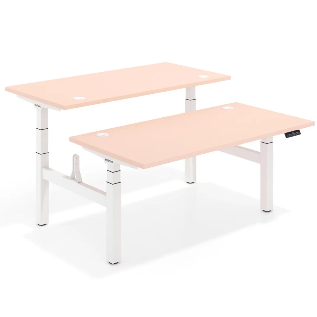 Mesa Multipuesto Elevable eléctrica Erghos Motion Pro estructura blanca canto recto