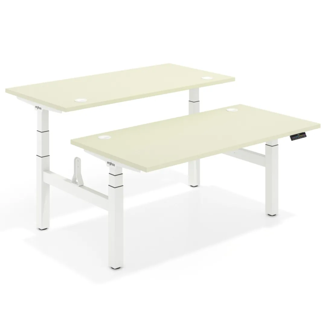 Mesa Multipuesto Elevable eléctrica Erghos Motion Pro estructura blanca canto recto