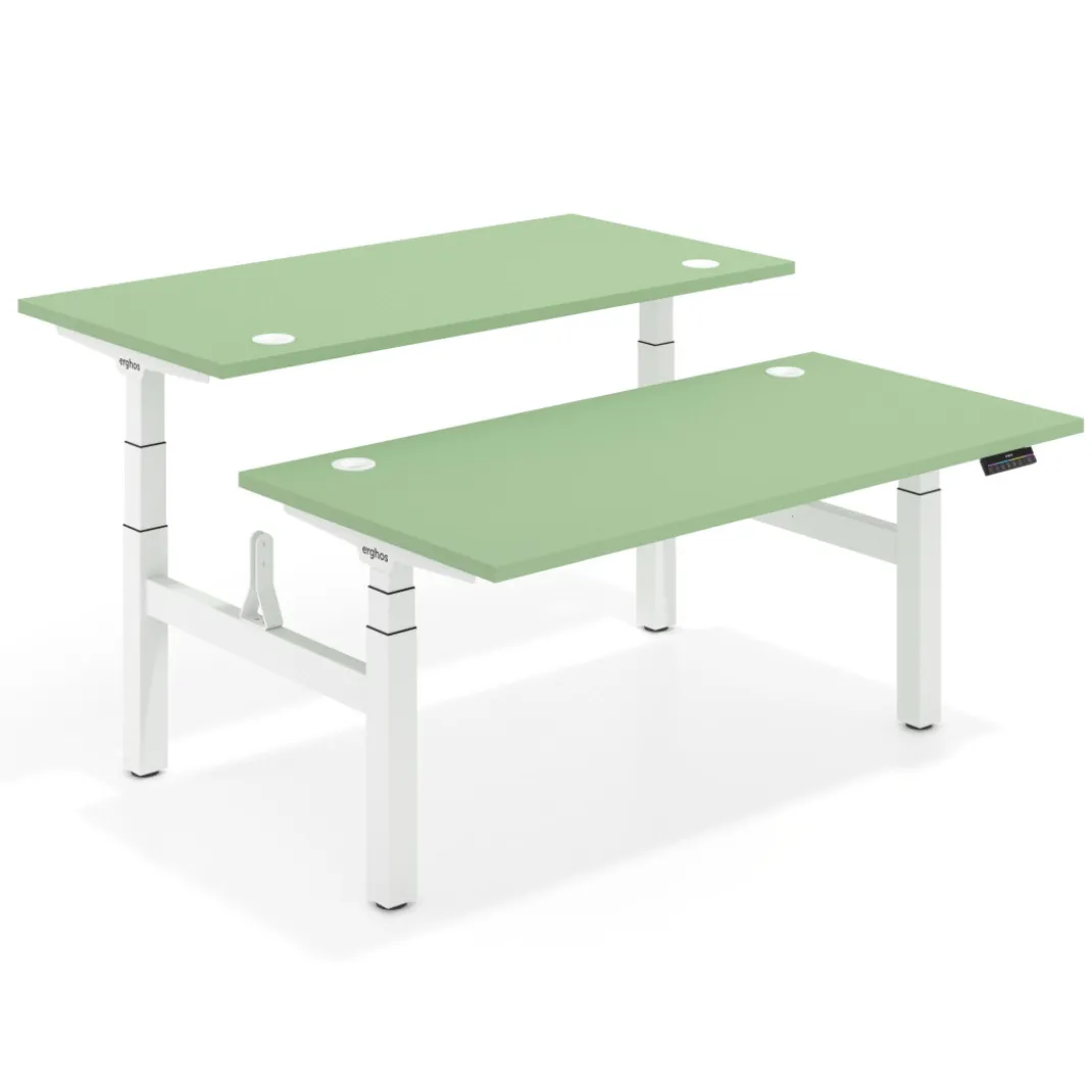Mesa Multipuesto Elevable eléctrica Erghos Motion Pro estructura blanca canto recto