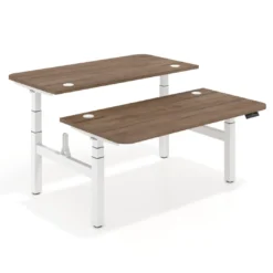 Mesa Multipuesto Elevable eléctrica Erghos Motion Pro estructura blanca 2 cantos curvos