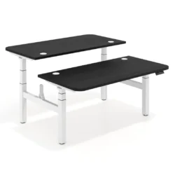Mesa Multipuesto Elevable eléctrica Erghos Motion Pro estructura blanca 2 cantos curvos
