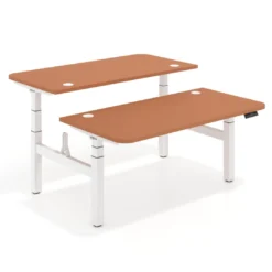 Mesa Multipuesto Elevable eléctrica Erghos Motion Pro estructura blanca 2 cantos curvos