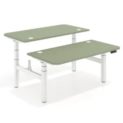 Mesa Multipuesto Elevable eléctrica Erghos Motion Pro estructura blanca 2 cantos curvos