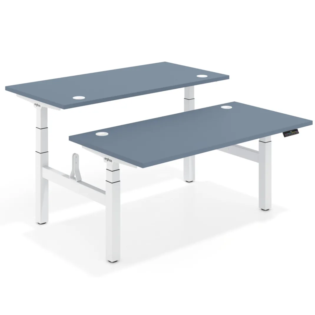 Mesa Multipuesto Elevable eléctrica Erghos Motion Pro estructura blanca canto recto