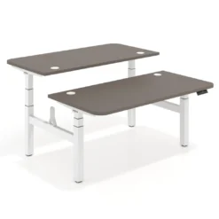 Mesa Multipuesto Elevable eléctrica Erghos Motion Pro estructura blanca 2 cantos curvos