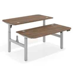 Mesa Multipuesto Elevable eléctrica Erghos Motion estructura aluminio 2 cantos curvos