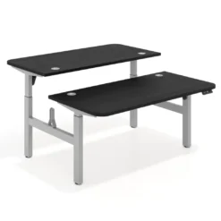 Mesa Multipuesto Elevable eléctrica Erghos Motion estructura aluminio 2 cantos curvos