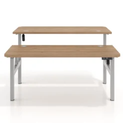Mesa Multipuesto Elevable eléctrica Erghos Motion estructura aluminio 2 cantos curvos
