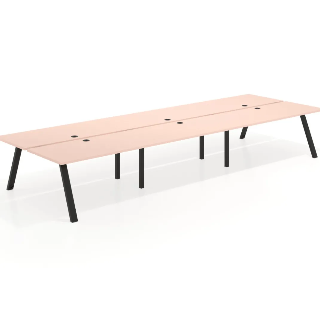 Mesa multipuesto UvePro Bench triple, fondo 166 cm, estructura negra