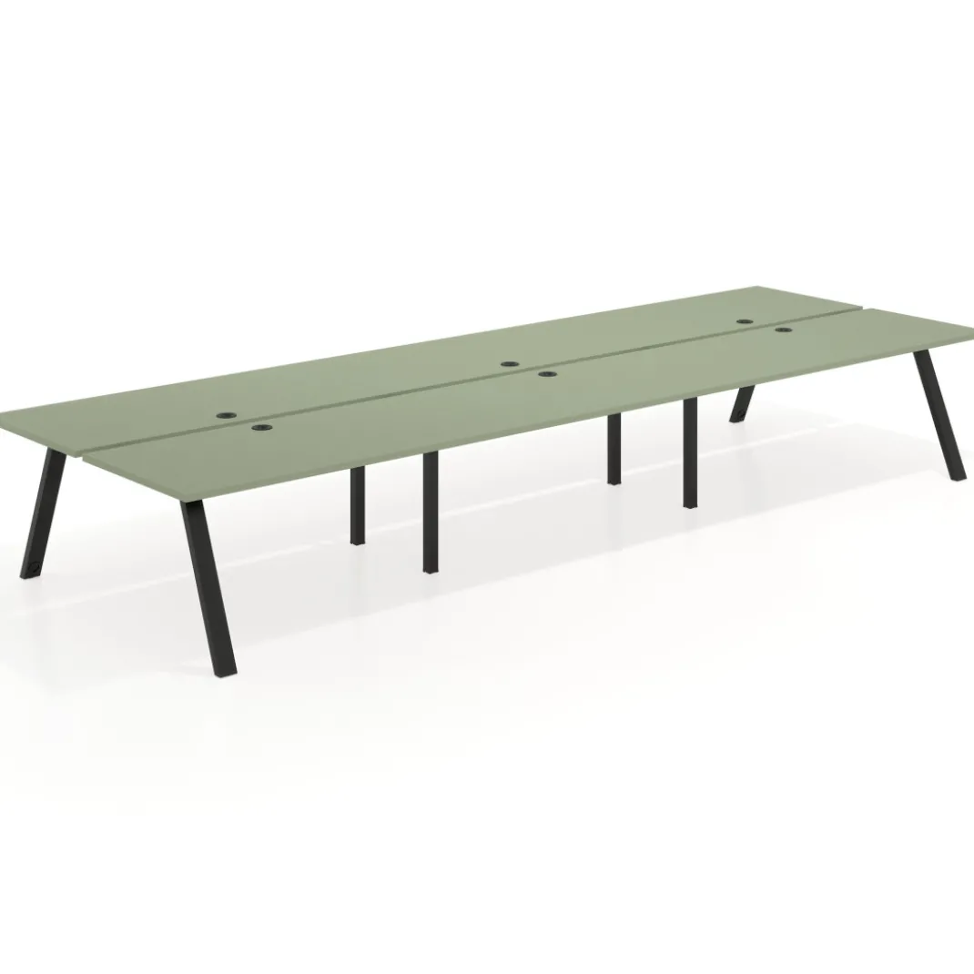 Mesa multipuesto UvePro Bench triple, fondo 166 cm, estructura negra