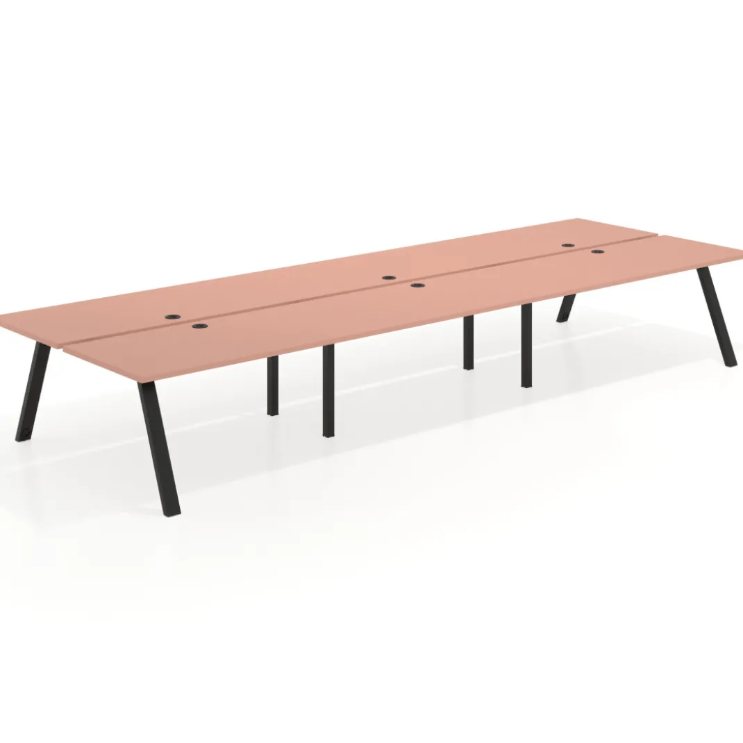 Mesa multipuesto UvePro Bench triple, fondo 166 cm, estructura negra