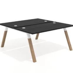 Mesa multipuesto UvePro Bench fondo 166 cm, estructura blanca/madera