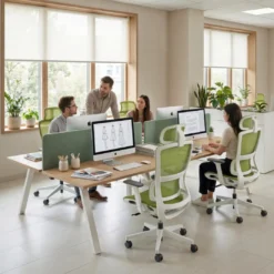 Mesa multipuesto UvePro Bench doble, fondo 166 cm, estructura blanca