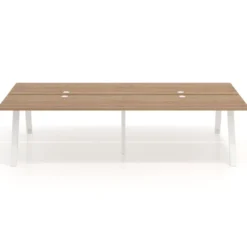 Mesa multipuesto UvePro Bench doble, fondo 166 cm, estructura blanca