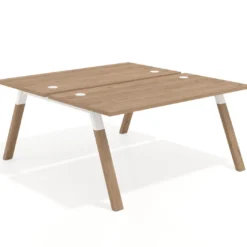 Mesa multipuesto UvePro Bench fondo 166 cm, estructura blanca/madera