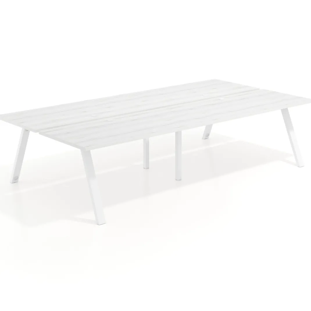 Mesa multipuesto UvePro Bench doble, fondo 166 cm, estructura blanca