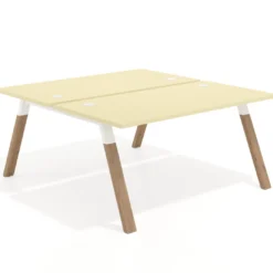 Mesa multipuesto UvePro Bench fondo 166 cm, estructura blanca/madera