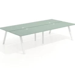 Mesa multipuesto UvePro Bench doble, fondo 166 cm, estructura blanca