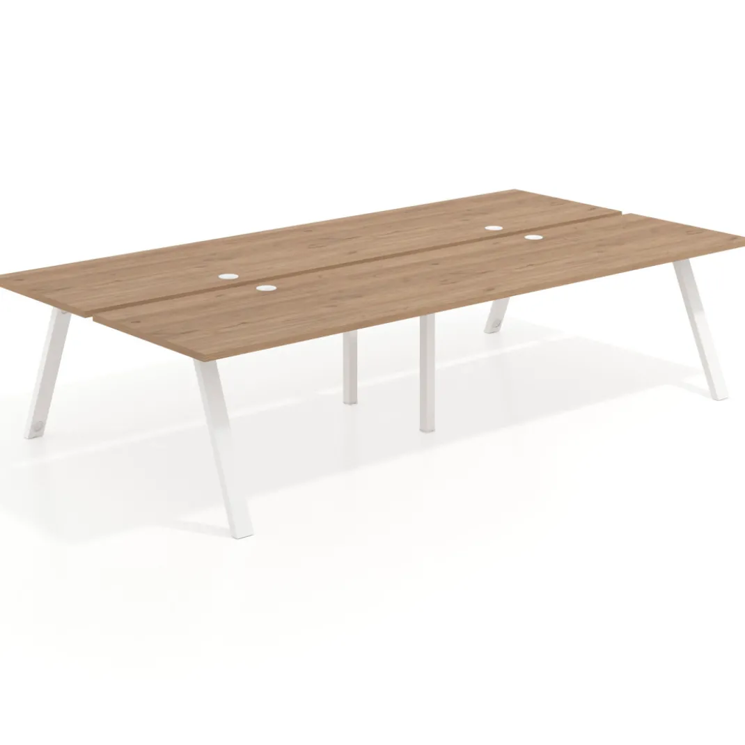 Mesa multipuesto UvePro Bench doble, fondo 166 cm, estructura blanca