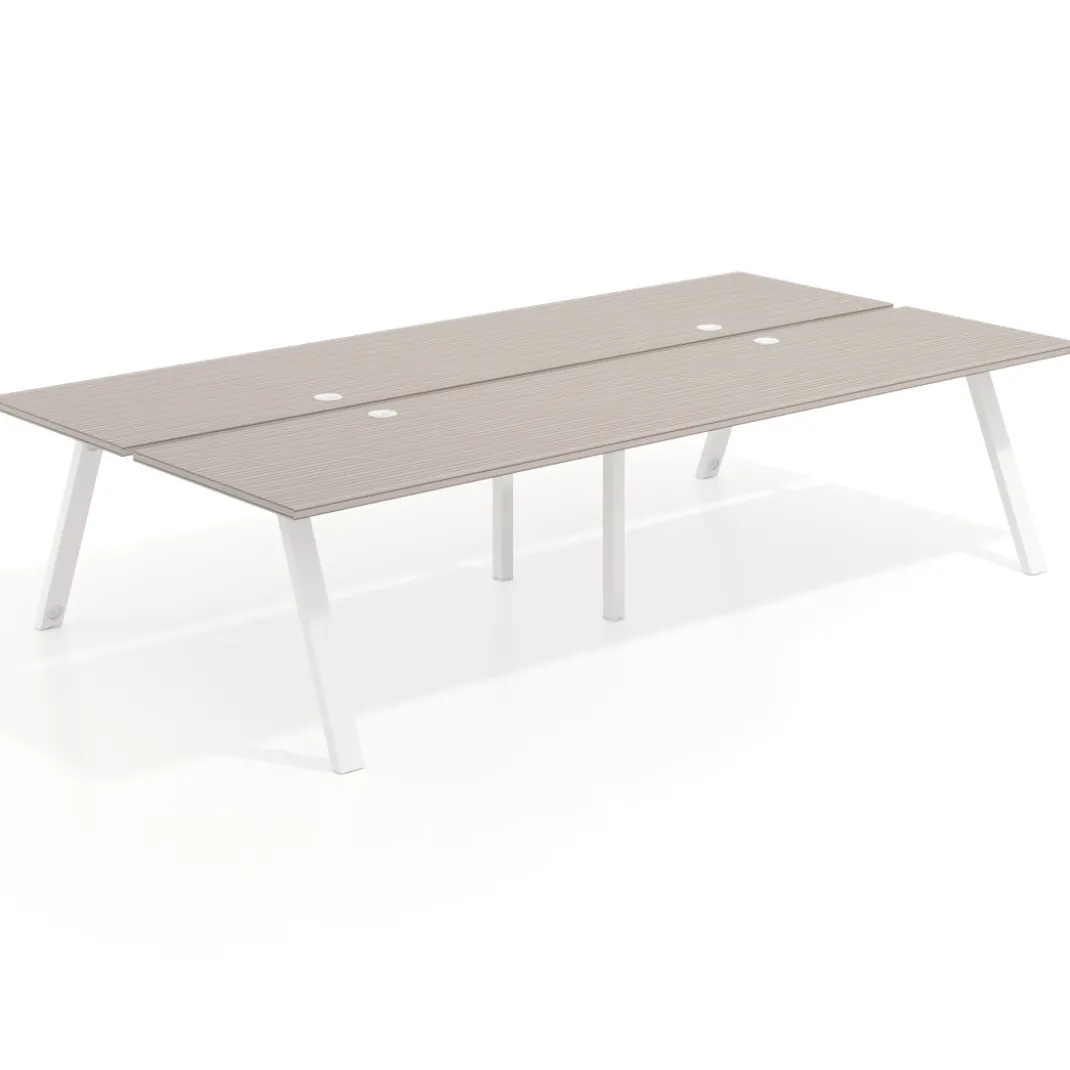 Mesa multipuesto UvePro Bench doble, fondo 166 cm, estructura blanca