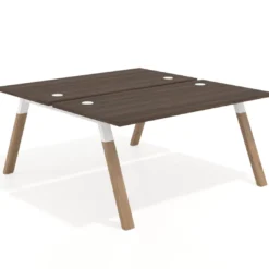 Mesa multipuesto UvePro Bench fondo 166 cm, estructura blanca/madera