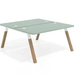 Mesa multipuesto UvePro Bench fondo 166 cm, estructura blanca/madera