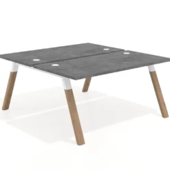 Mesa multipuesto UvePro Bench fondo 166 cm, estructura blanca/madera