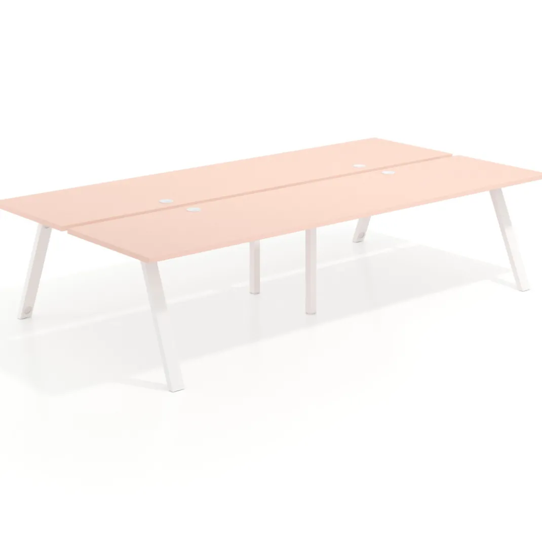 Mesa multipuesto UvePro Bench doble, fondo 166 cm, estructura blanca