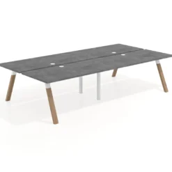 Mesa multipuesto UvePro Bench doble, fondo 166 cm, estructura blanca/madera