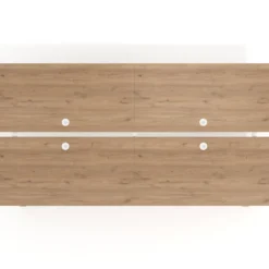 Mesa multipuesto UvePro Bench doble, fondo 166 cm, estructura blanca/madera